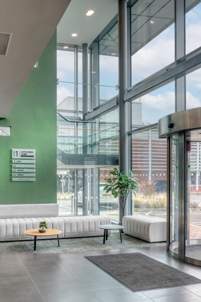 Double height reception area