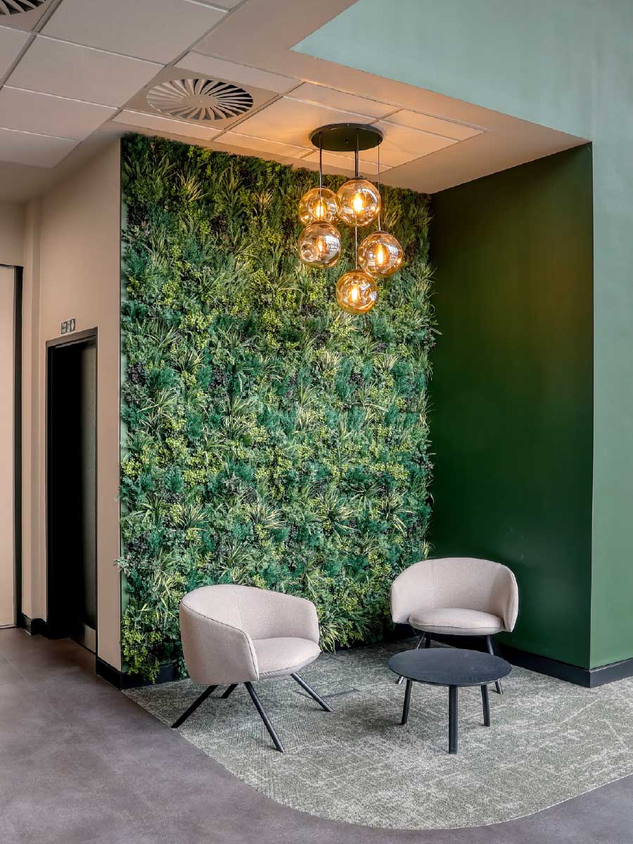 Double height reception area